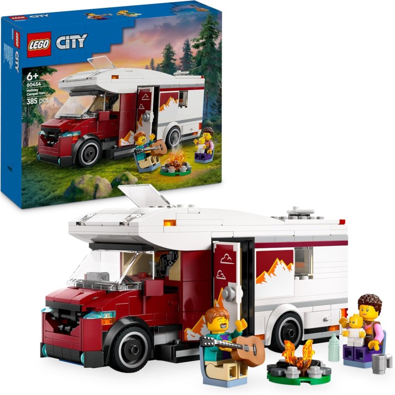 LEGO City 60454 - Camper Van delle Vacanze d’Avventura - Veicolo Giocattolo da Costruire con 3 Minifigure e Accessori - Idee Reg