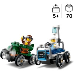 LEGO City 60459 - Pack Veicoli da Corsa: Aereo Contro Letto d’Ospedale - Modelli di Auto Giocattolo con 2 Minifigure, Regali Div