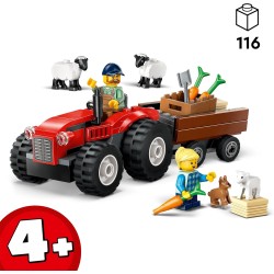 LEGO City 60461 - Trattore Agricolo Rosso con Rimorchio e Pecore - Giocattoli della Fattoria con Veicolo e Figure di Animali - G