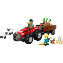 LEGO City 60461 - Trattore Agricolo Rosso con Rimorchio e Pecore - Giocattoli della Fattoria con Veicolo e Figure di Animali - G