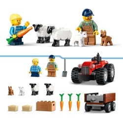 LEGO City 60461 - Trattore Agricolo Rosso con Rimorchio e Pecore - Giocattoli della Fattoria con Veicolo e Figure di Animali - G