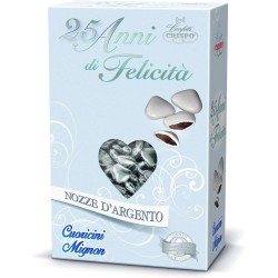 CRISPO Confetti Cuoricini Argento 500gr 25 ANNI DI FELICITA, 010241128