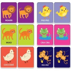 Clementoni - Sapientino Montessori - Che Verso Fa, Gioco Educativo, 30 Flashcards Montessori per Bambini 1-3 Anni, Carte Tattili