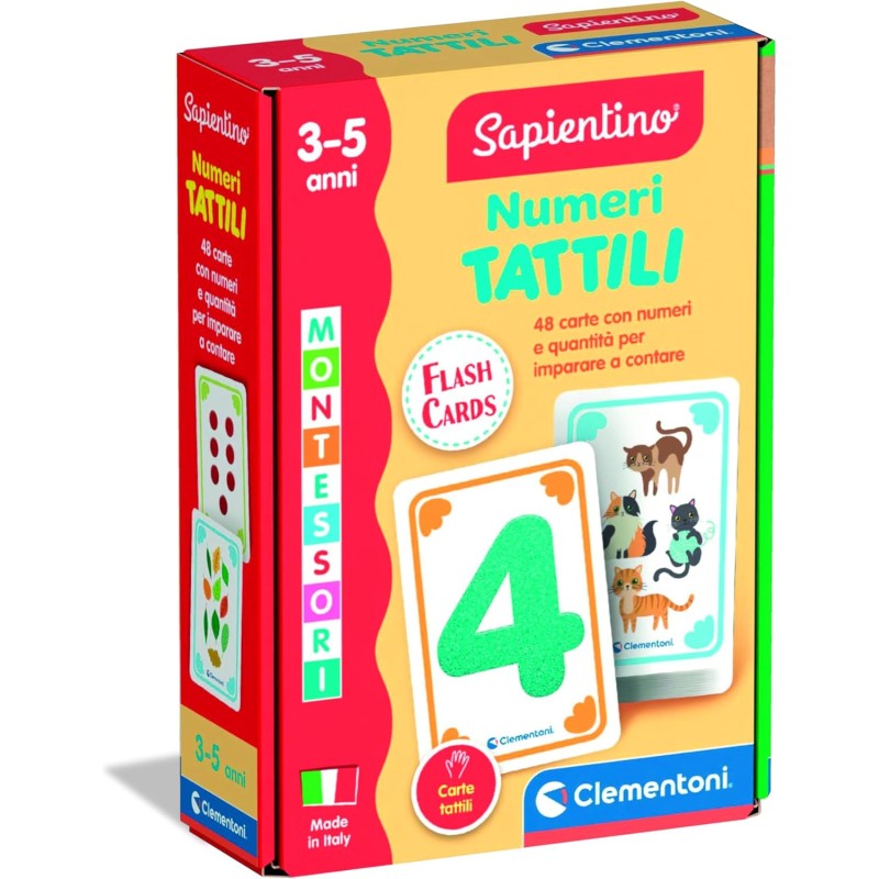 Clementoni - Sapientino Montessori - Numeri Tattili, Gioco Educativo Metodo Montessoriano per Bambini 3-5 Anni con Flashcards pe