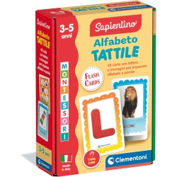 Clementoni - Sapientino Montessori - Alfabeto Tattile, Gioco Educativo per Bambini 3-5 Anni con Flashcards per Imparare Lettere 