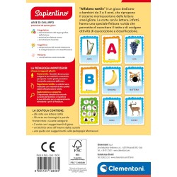 Clementoni - Sapientino Montessori - Alfabeto Tattile, Gioco Educativo per Bambini 3-5 Anni con Flashcards per Imparare Lettere 