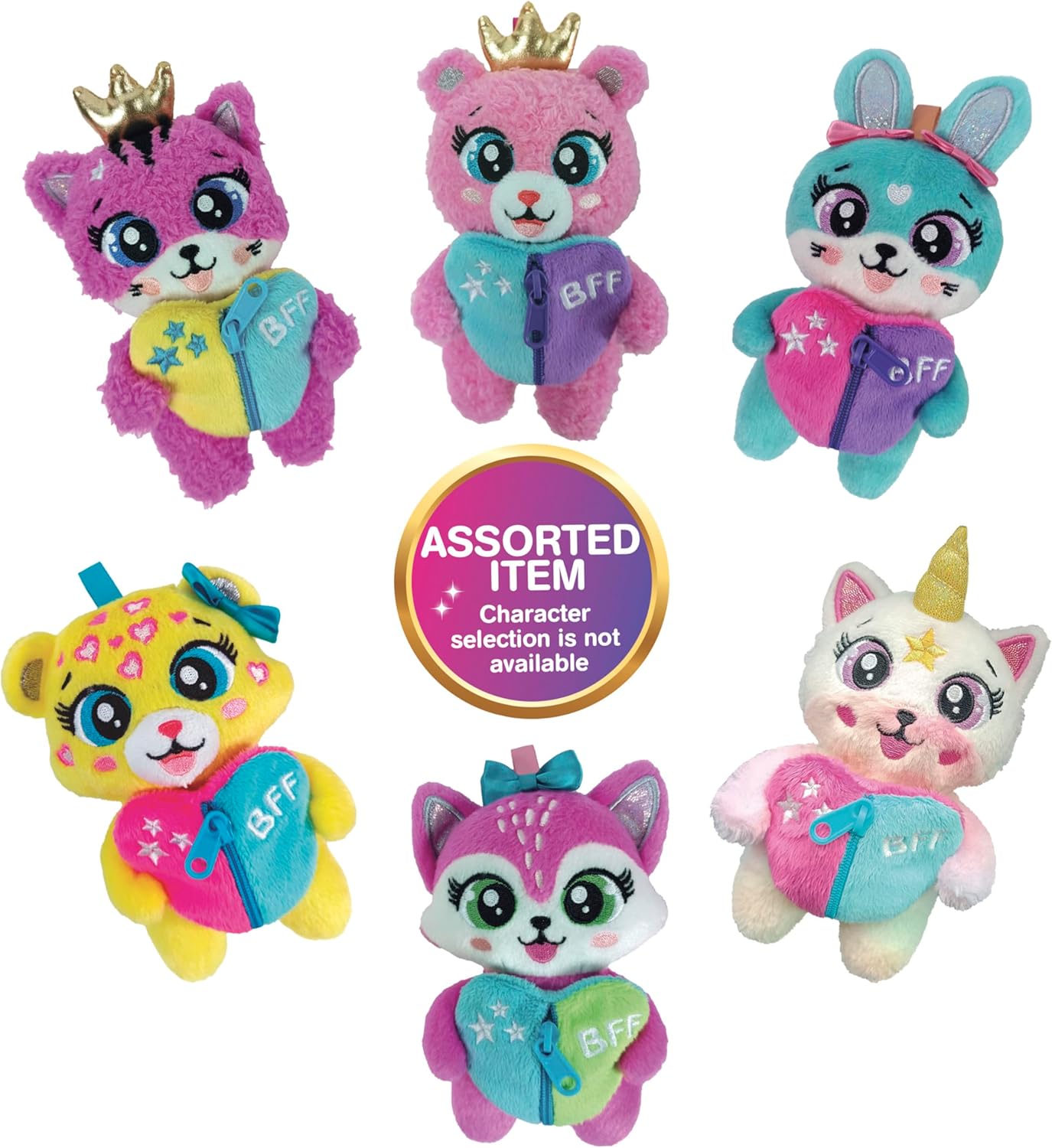 Clementoni BFF - Le Sweeties - Amiche Sempre Insieme Peluche Portachiavi, Gioco Collezionabile Bambini 5+ Anni, Zip con Ciondolo