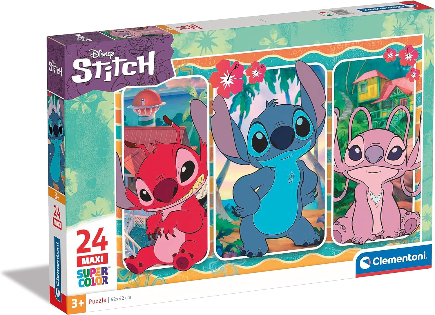 Clementoni - 24029.6 - Disney Stitch Supercolor - 24 Maxi Pezzi, Puzzle Cartoni Animati