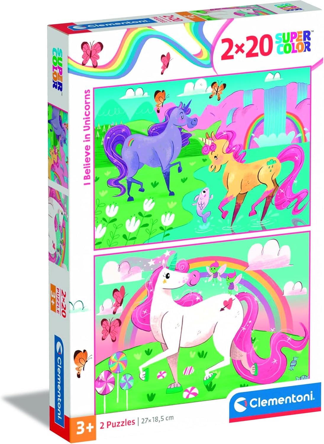 Clementoni - 24754 - Supercolor Puzzle - Unicorno Brilliant - 2x20 Pezzi